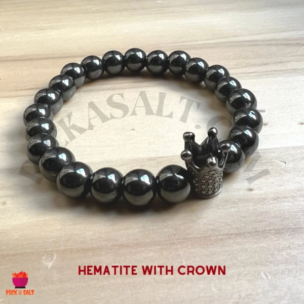 Hematite with Crown Bead Bracelet