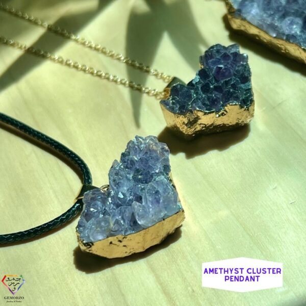 Amethyst Cluster Heart Pendant with Chain