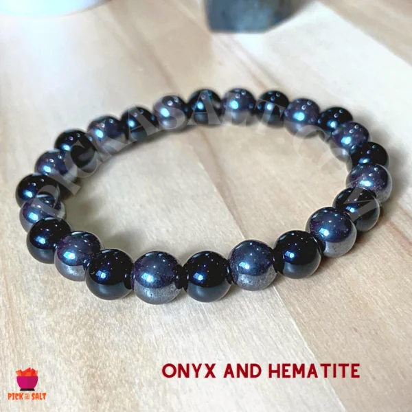 Hematite and Onyx Bead Bracelet