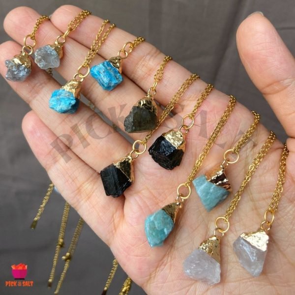 Natural Stone Raw Stone Pendant with Chain