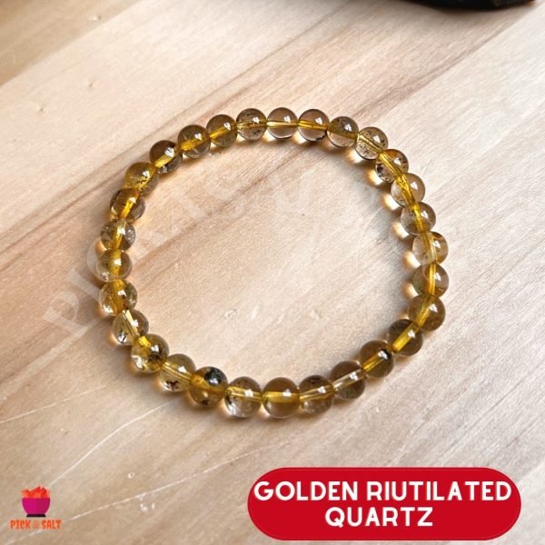 Golden Rutilated Quartz Beads Bracelet