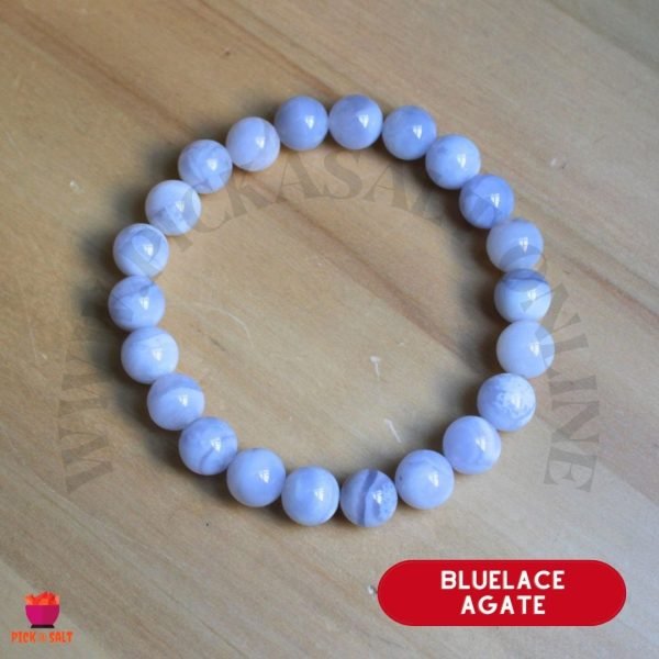 Blue Lace Agate Natural Stone Beads Bracelet
