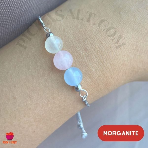 Morganite Beads Bracelet with Adjustable Chain