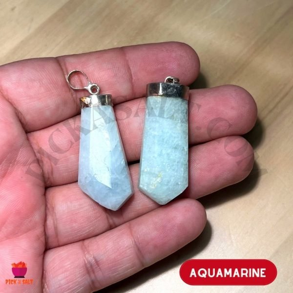 Aquamarine Natural Stone Silver Pendant