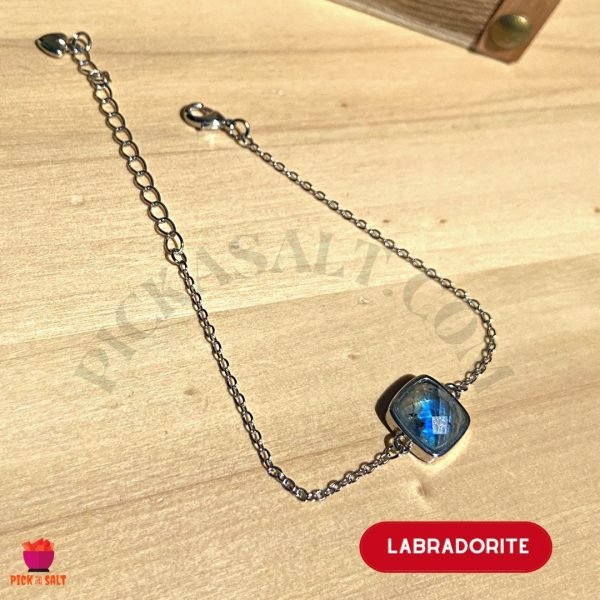 Labradorite Natural Stone Bracelet with Chain- Silver 925