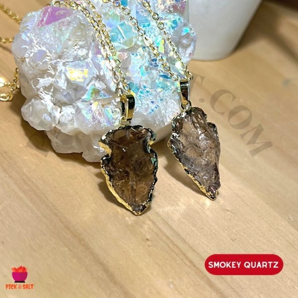 Smokey Quartz Arrow Head Natural Stone Necklace