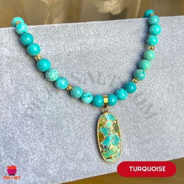 Turquoise Choker Necklace - Gold Plated