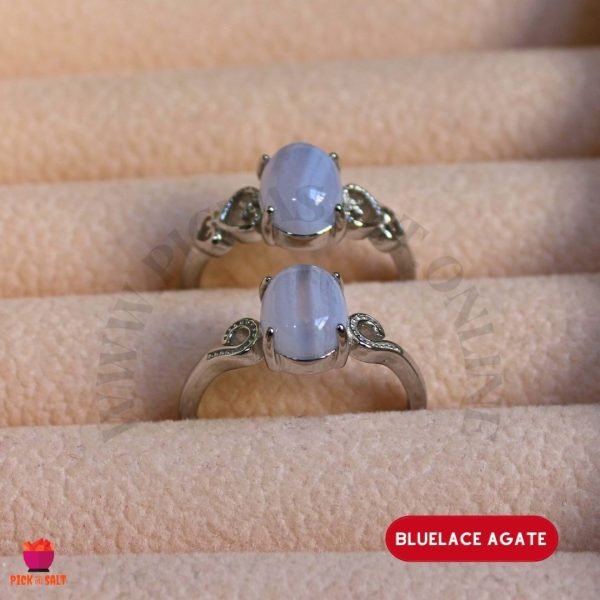 Bluelace Agate Natural Stone Rings - Adjustable Size