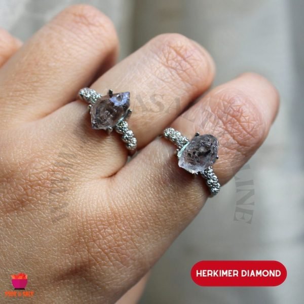 Herkimer Diamond Natural Stone Rings - Adjustable Size