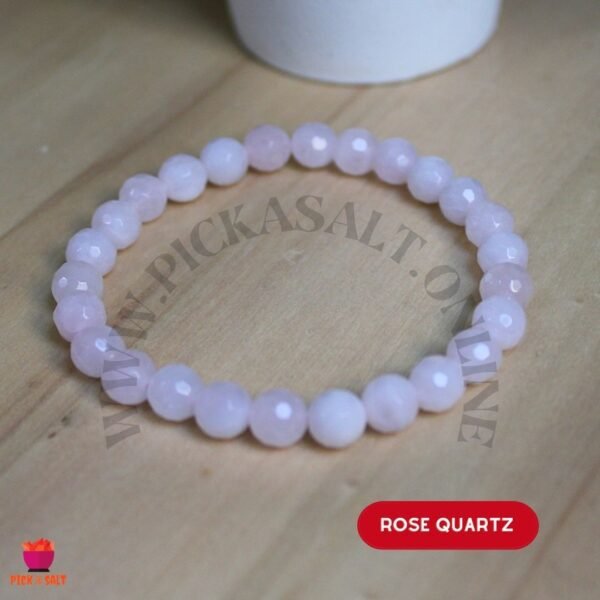 Faceted Rose Quartz Natural Stone Beads Bracelet