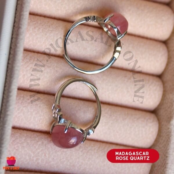 Madagascar Rose Quartz Natural Stone Rings - Adjustable Size