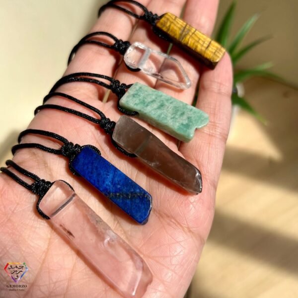 Natural Stone Pendants with Adjustable Rope