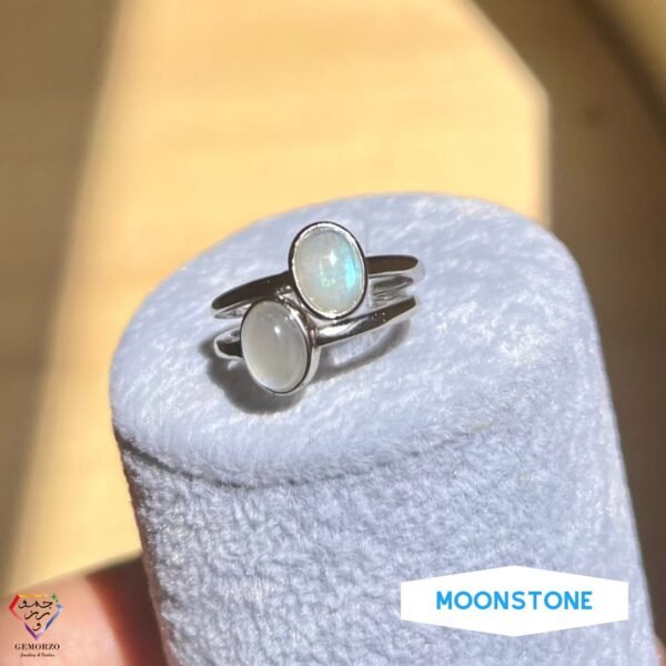 Flashy Moonstone Natural Stone Ring -Silver 925 - Adjustable Size