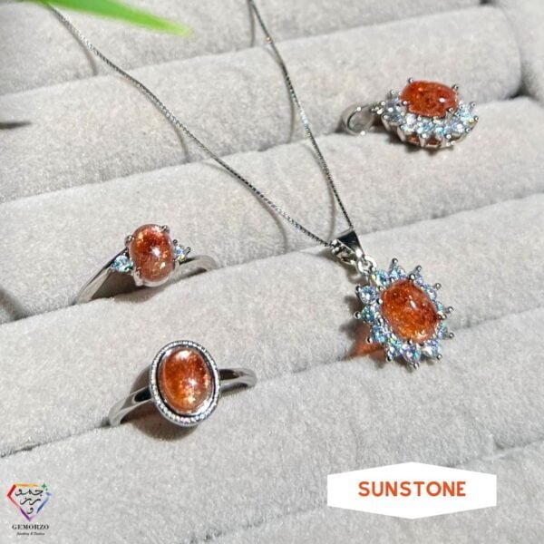 Sunstone Natural Stone Pendant and Ring