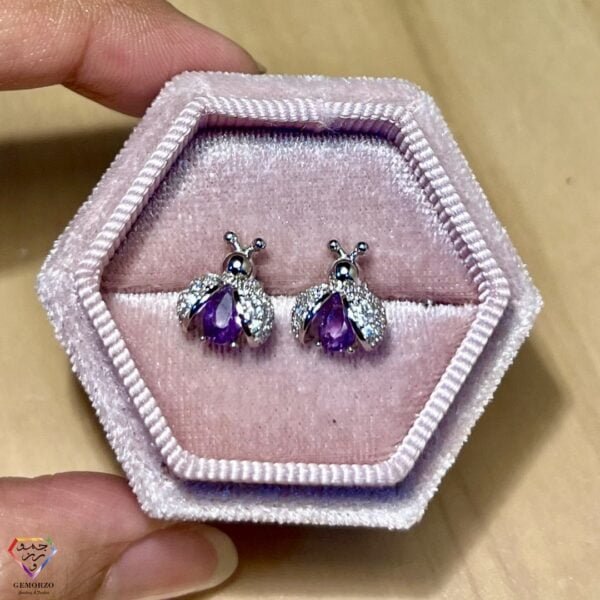 Natural Amethyst Stone Cute Stud Earrings