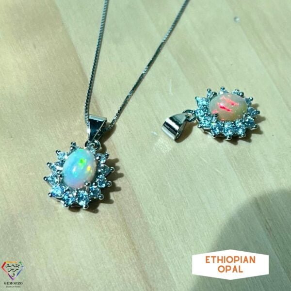 Ethiopian Opal with Zircons Natural Stone Pendant
