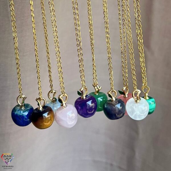 Apple Shaped Cute Natural Stone Pendants with Chain