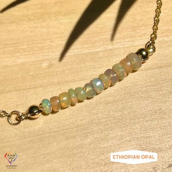 Natural Stone Ethiopian Opal Gold Plated Chain Choker Necklace
