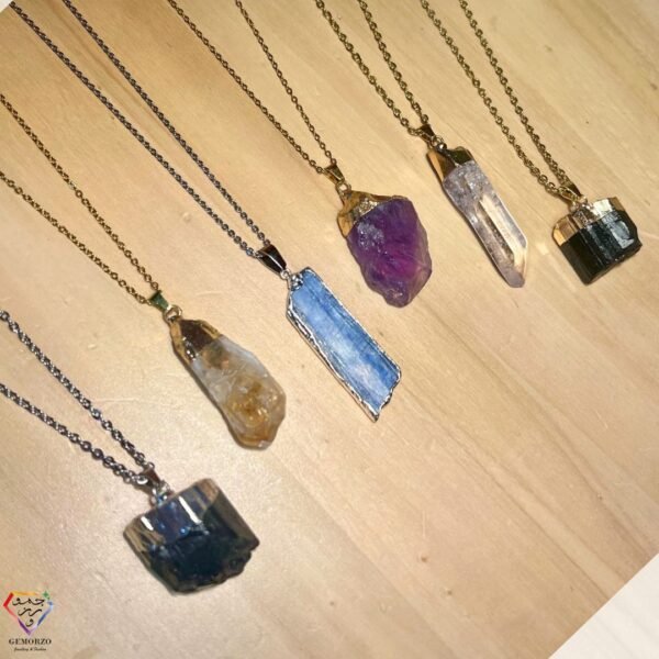 Natural Stone Raw Stone Pendant with Chain