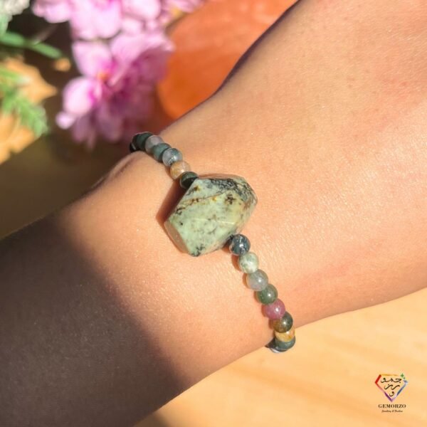 African Turquoise and Moss Agate Beads Bracelet