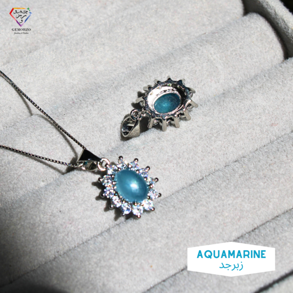 Aquamarine Natural Stone Pendant with Chain