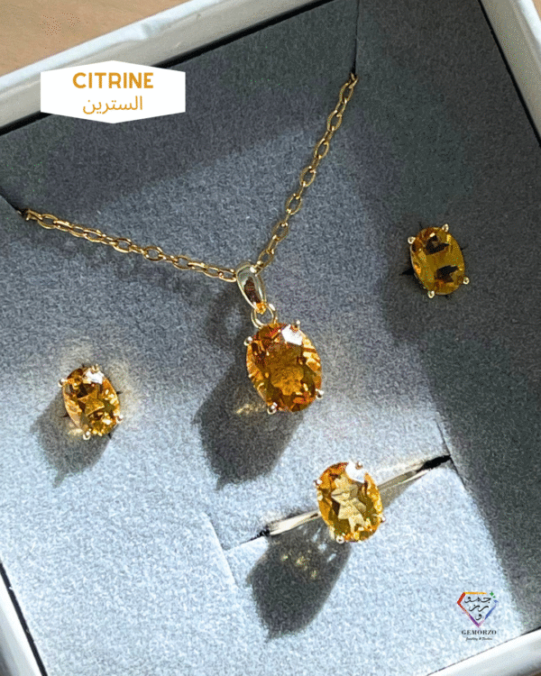 Top Grade Faceted Citrine Natural Stone Set - Silver 925 / Gold Plated
